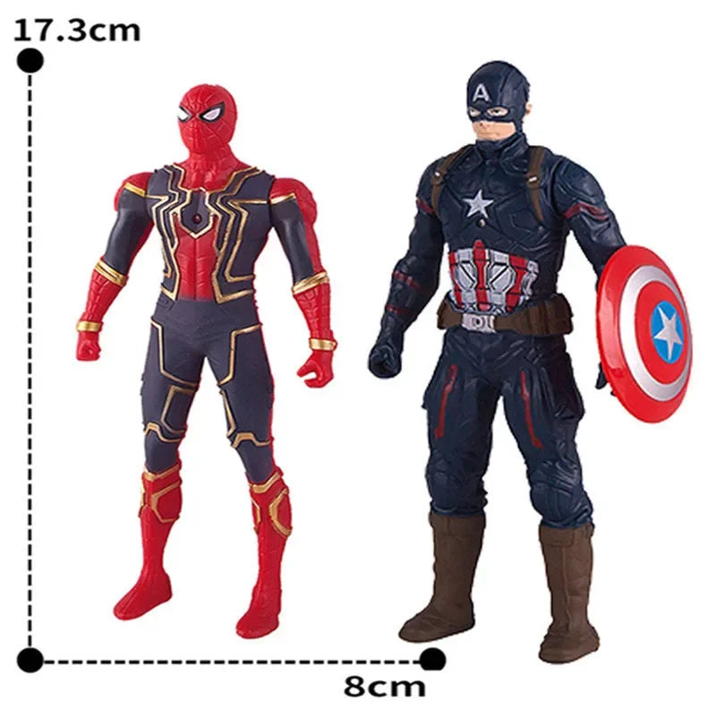 17cm Marvel Spider-Man & Iron Man Action Figures – Luminous Anime Toys for Kids & Collectors