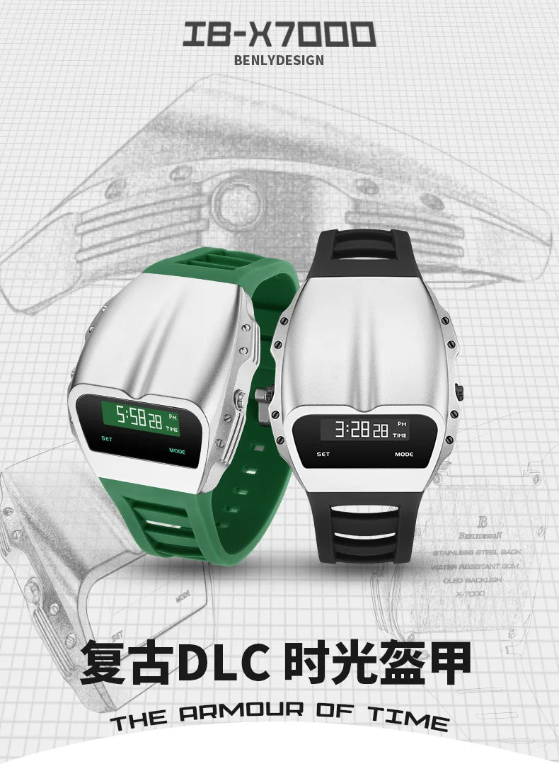 Men’s Retro Digital Watch - Waterproof Electronic Wristwatch with Vintage Style