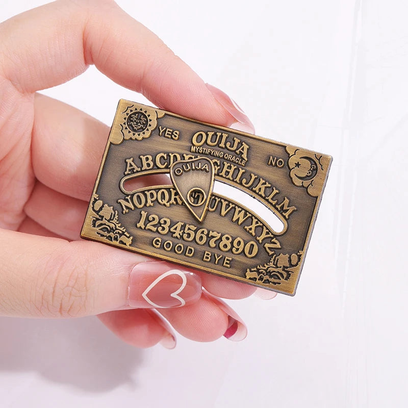 Sun & Moon Bronze Pine Lapel Badge | Punk Gothic Brooch Jewelry Gift for Friends, Ouija Board Custom Design