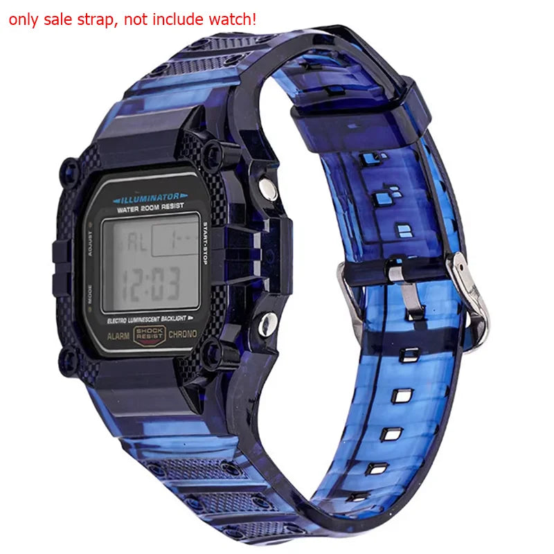 TPU Resin Watch Case and Strap for Casio G-Shock - Replacement Wristband for DW-5600, GW-M5610, M5600 and GLX-5600 Models
