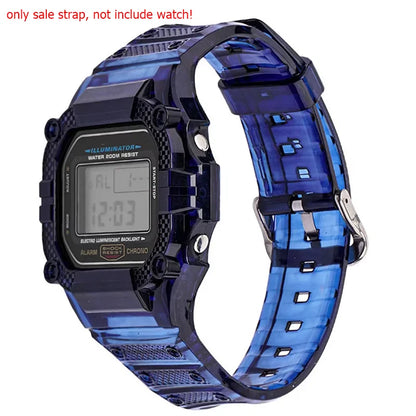 TPU Resin Watch Case and Strap for Casio G-Shock - Replacement Wristband for DW-5600, GW-M5610, M5600 and GLX-5600 Models
