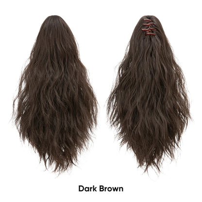 13-Inch Premium Synthetic Curly Claw Clip Ponytail – Blonde Brown Short Hairpiece, Fake Hair Extensions P064