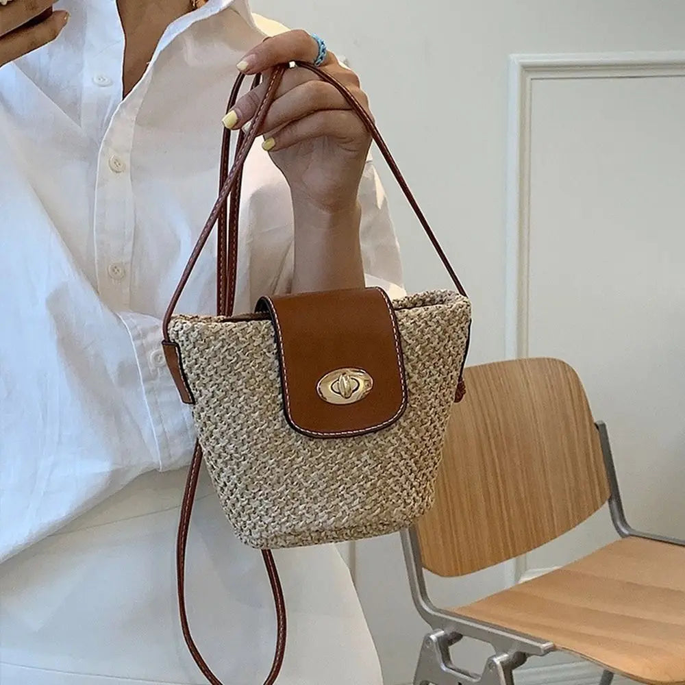 Mini Handmade Straw Bag – Casual Bohemian Crossbody Beach Bag for Women