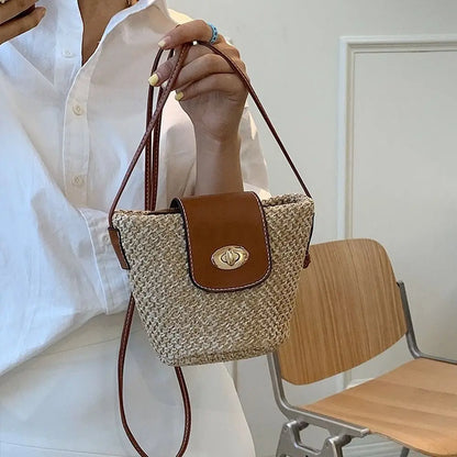 Mini Handmade Straw Bag – Casual Bohemian Crossbody Beach Bag for Women