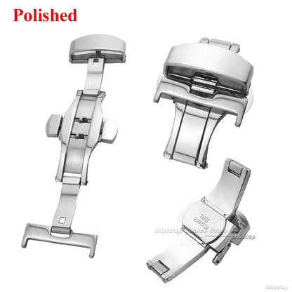 Stainless Steel Butterfly Buckle – Polished & Matte Watch Band Clasp for 16mm, 18mm, 20mm, 22mm Straps