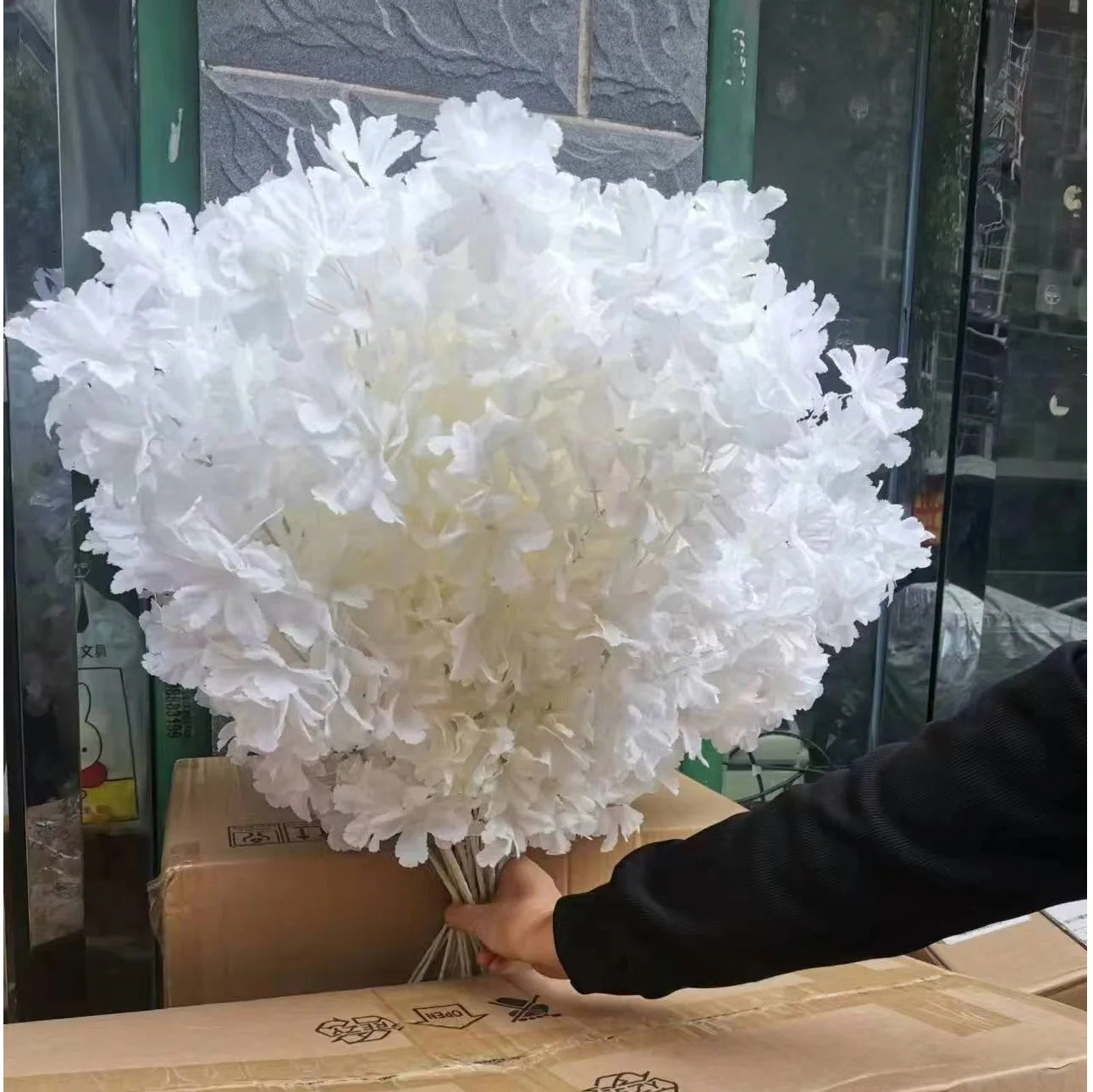 10pcs White Branch Snow Gypsophila Artificial Flowers – Cherry Blossom Wedding Arch Decoration