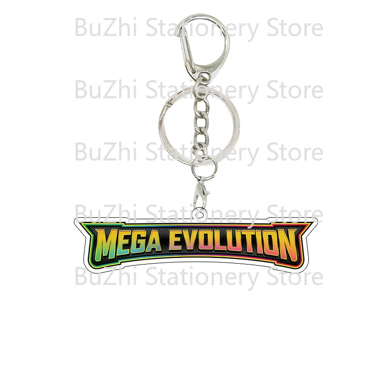 Anime Mega Evolution Acrylic Keychain 5cm – PTCG PKM Cartoon Game Logo Bag Charm Pendant Gift Toy for Boys & Girls Collection