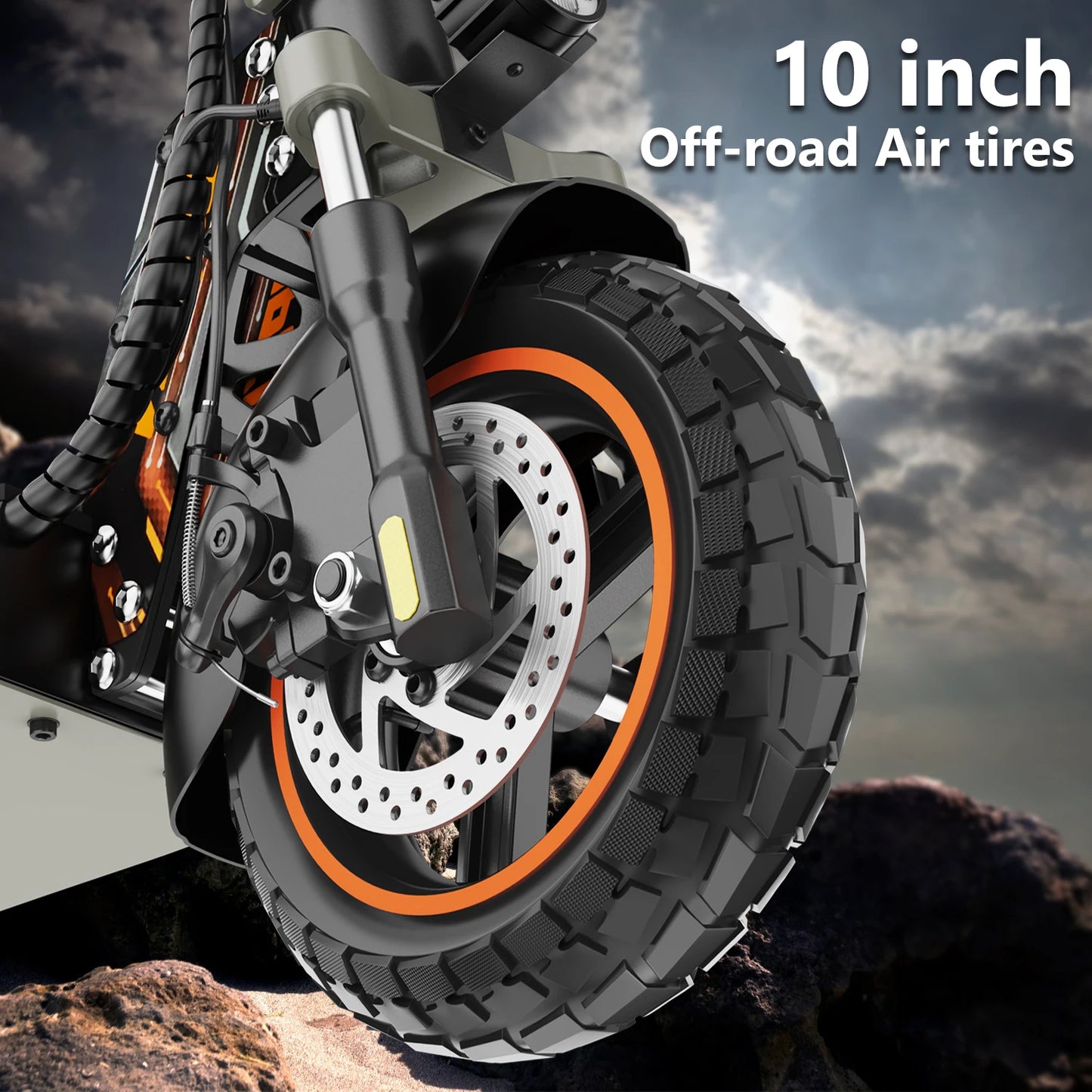 VIPCOO VS1 Electric Scooter – 700W Motor, 48V 13AH Battery, Portable Folding with 10” Off-Road Air Tires
