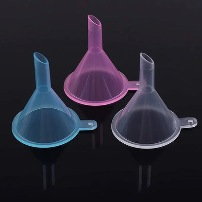 10-Piece Mini Plastic Funnels — Small Funnels for Essential Oil Bottles, Empty Lip Gloss Tubes, Perfume Bottles