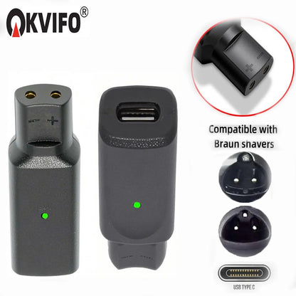 KVIFO 12V Type-C Shaver Adapter - Charging Converter for Braun Series 3, 5, 7 & 9 Electric Shavers