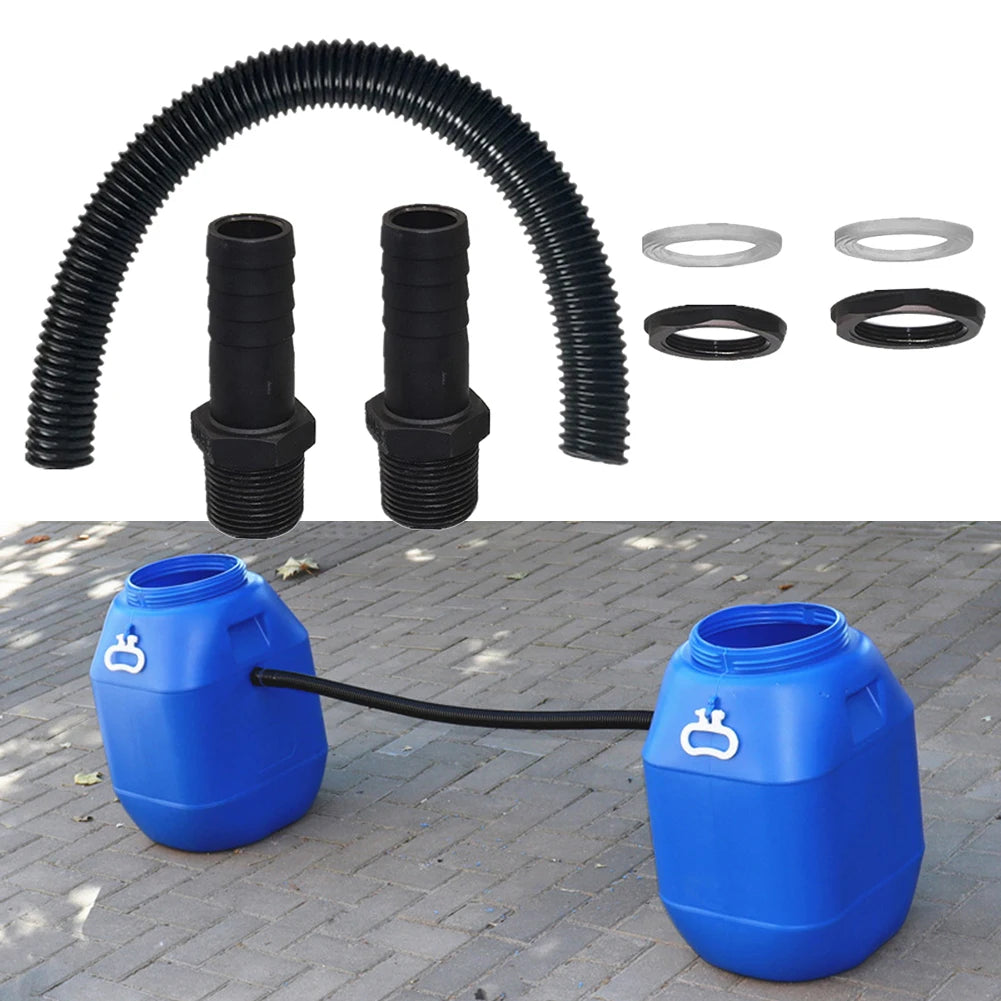 25mm Rain Barrel Hose Connector - Plastic Link Pipe Extension Kit for Garden Water Collection Systems