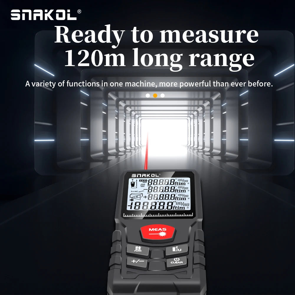 Snakol Laser Tape Measure – 50M/70M/100M/120M Digital Rangefinder for Professional Use, Laser Distance Meter Ruler