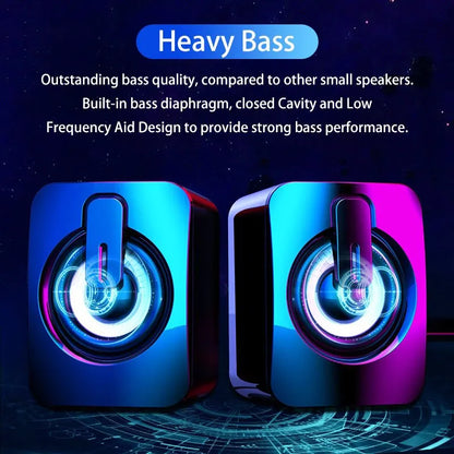 PC Computer Speakers with USB – HIFI Stereo Sound Box & Microphone with LED Light for Desktop
