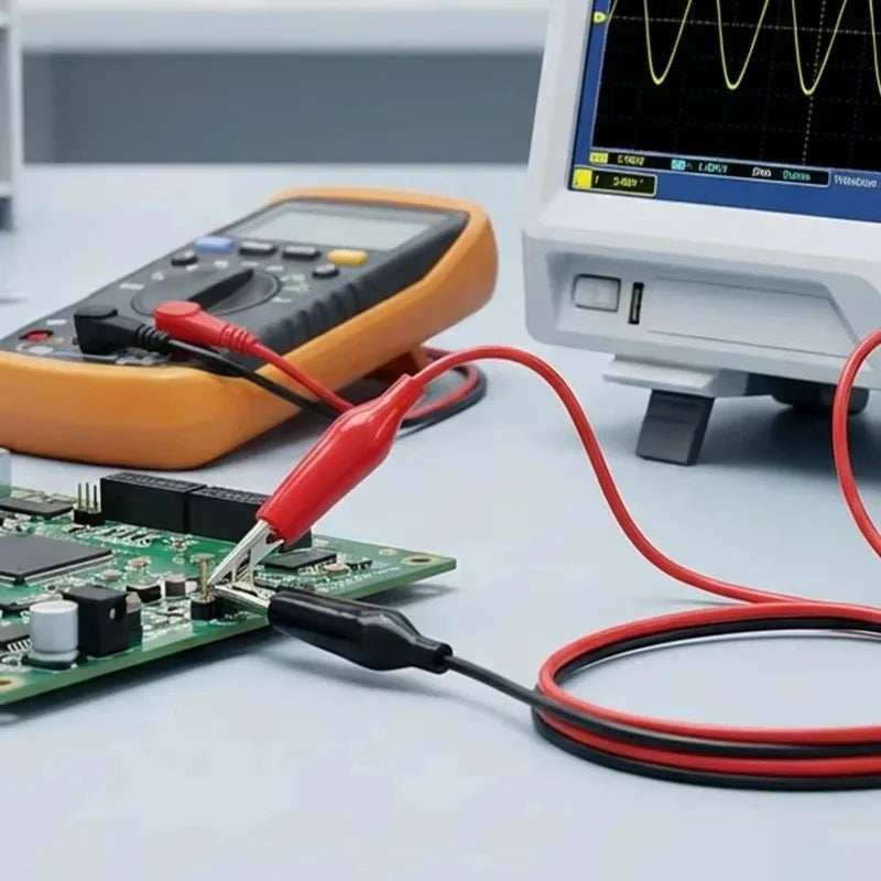 4mm Banana Plug to Alligator Clip Test Leads - Multimeter & Oscilloscope Electrical Testing Cables