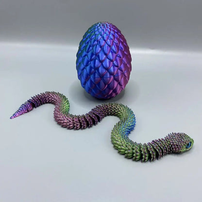 4PCS 3D Printed Articulated Snake Surprise Egg Set – Flexible Joint Fidget Decoration Gift for 3D Printing Fans