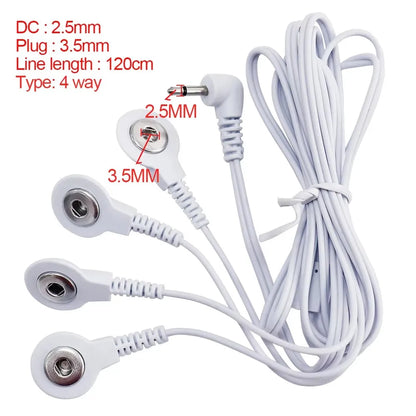 2.5mm Pin Connector Lead Wires - 2/4-Way Electrode Pad Cables for TENS & Muscle Stimulator Units