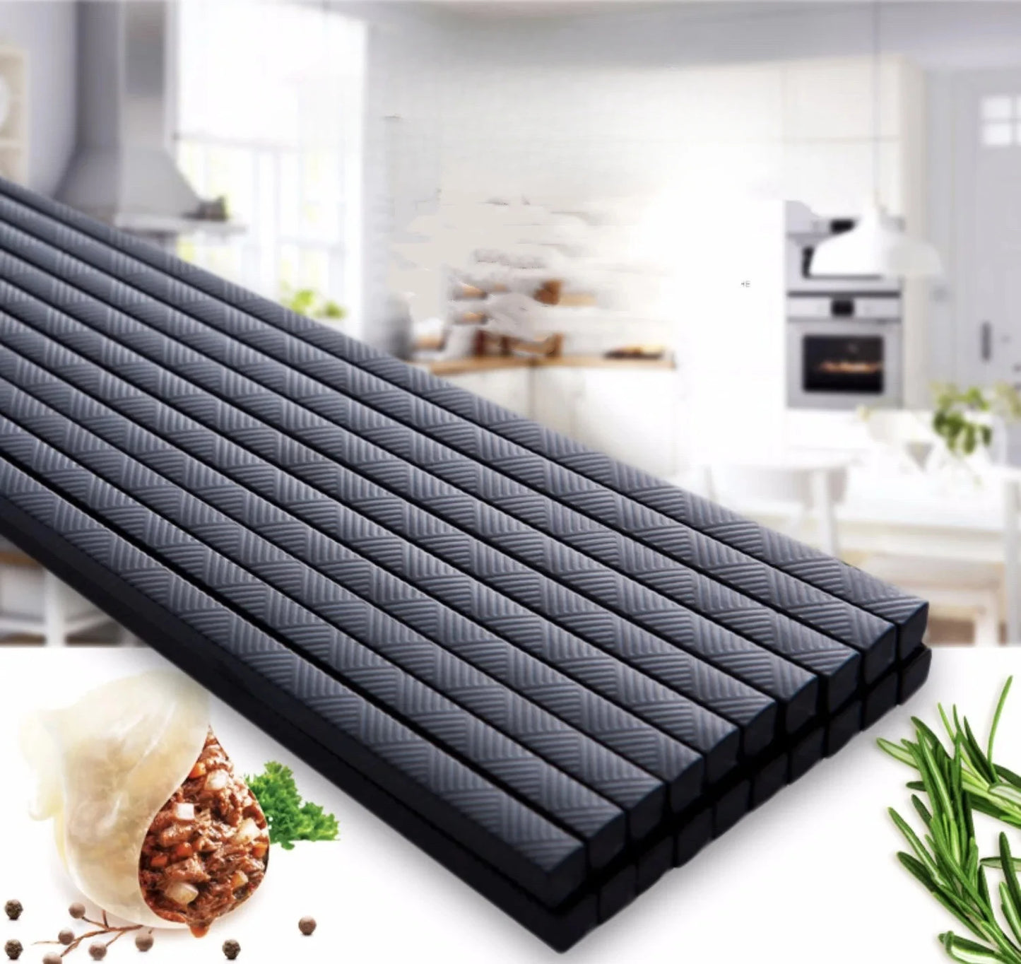 Reusable Black Alloy Chinese Chopsticks – Food Grade, Safe Bamboo, High-Temperature Sterilizable Sushi Sticks