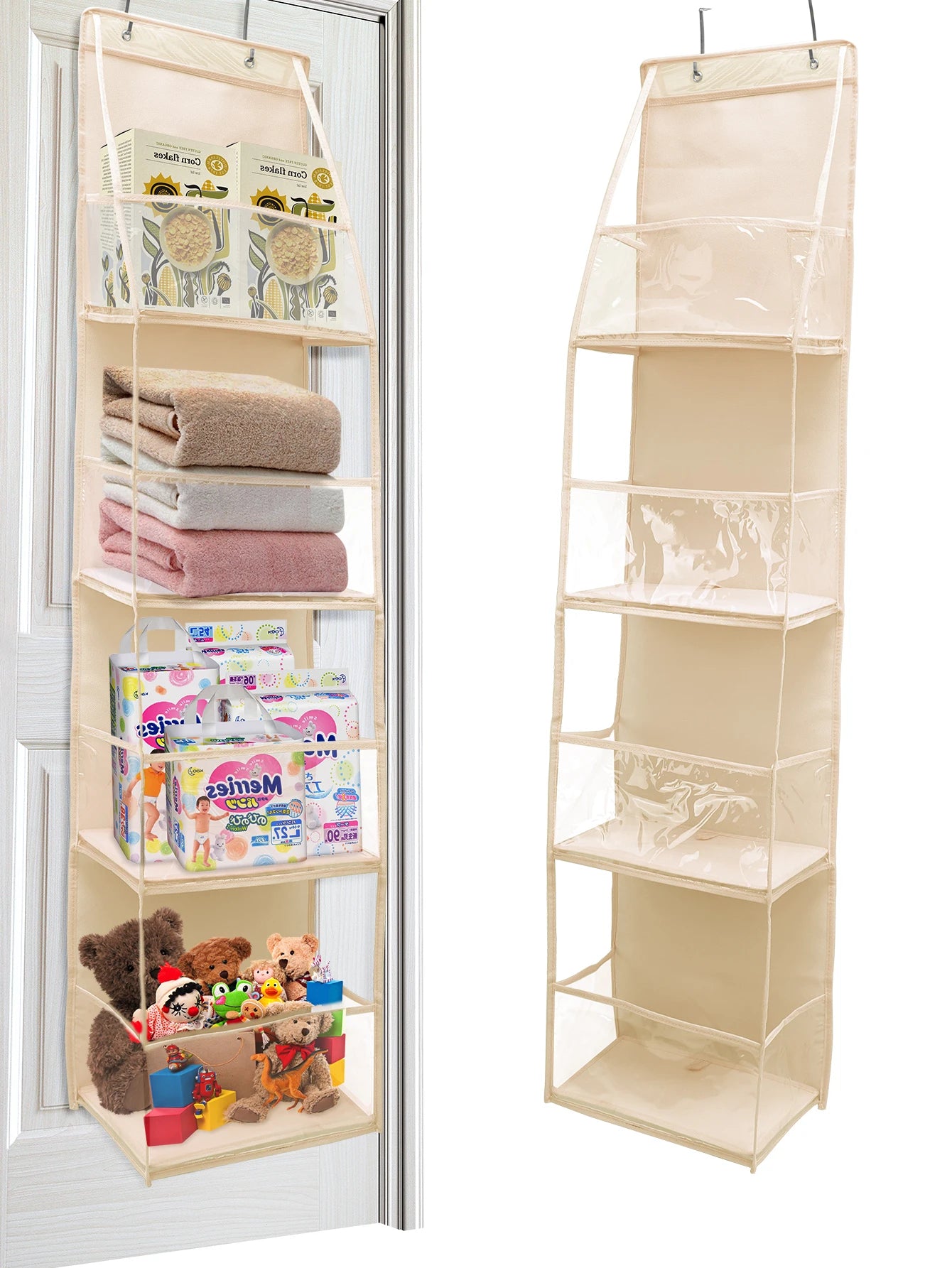4-Layer Pink Foldable Hanging Storage Bag – Organizer for Bathroom, Snacks, Toys & Clothes