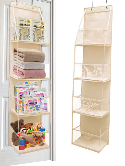 4-Layer Pink Foldable Hanging Storage Bag – Organizer for Bathroom, Snacks, Toys & Clothes