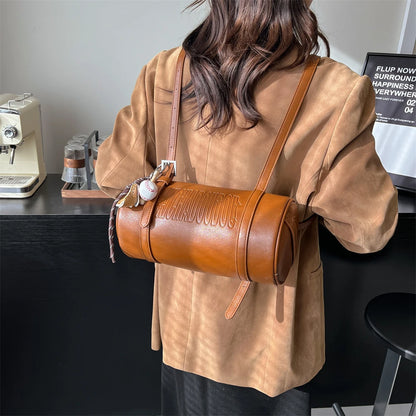 2024 Multifunctional Cylinder Shoulder Bag for Women – Luxury Crossbody Handbag with Pendant