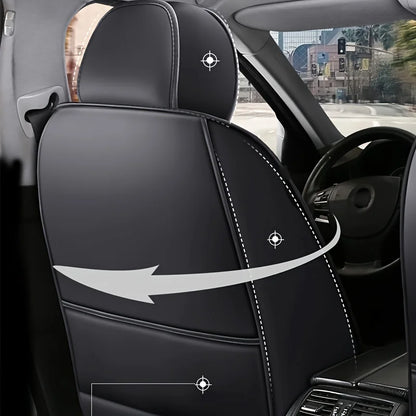 Universal Full-Coverage Leather Car Seat Cover - All-Season Driver & Passenger Seat Cushion Pad