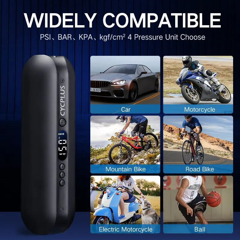 CYCPLUS A2 Wireless Air Compressor – Portable Smart Bicycle & Car Tire Pump, 150psi High Pressure for MTB, Bike, Ball