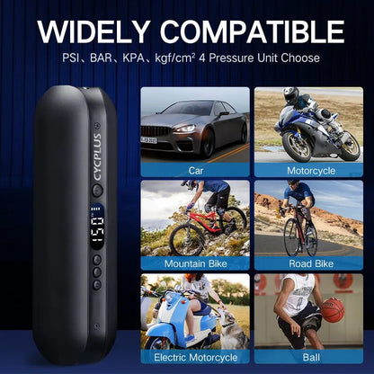 CYCPLUS A2 Wireless Air Compressor – Portable Smart Bicycle & Car Tire Pump, 150psi High Pressure for MTB, Bike, Ball