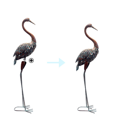 Metal Heron Garden Statue - Tall Crane Bird Sculpture for Patio, Lawn & Outdoor Decor