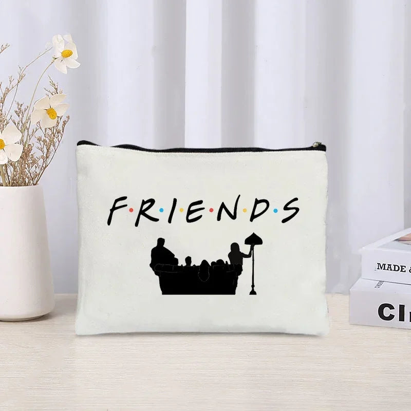 TV Show Friends Makeup Bag for Women - Travel Cosmetic Organizer, Eco-Friendly Canvas Pouch, Kawaii Purse and Pencil Case