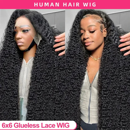 250% Density Deep Curly 13x6 HD Lace Frontal Wig – Glueless Deep Wave Human Hair Lace Front Wig, Ready to Wear