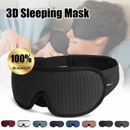 3D Padded Sleep Mask — Soft Eye Shade Blindfold for Blocking Light, Sleeping Aid Eyepatch