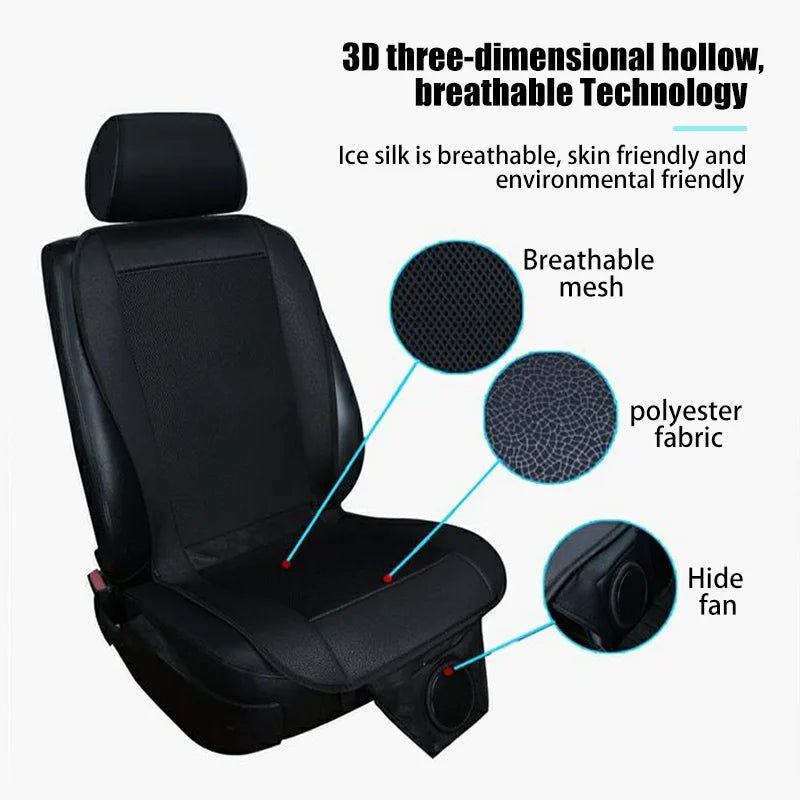 DC 12V 3D Car Seat Cooling Cushion | 8-Fan Ventilated Summer Air Seat for Fast Cooling
