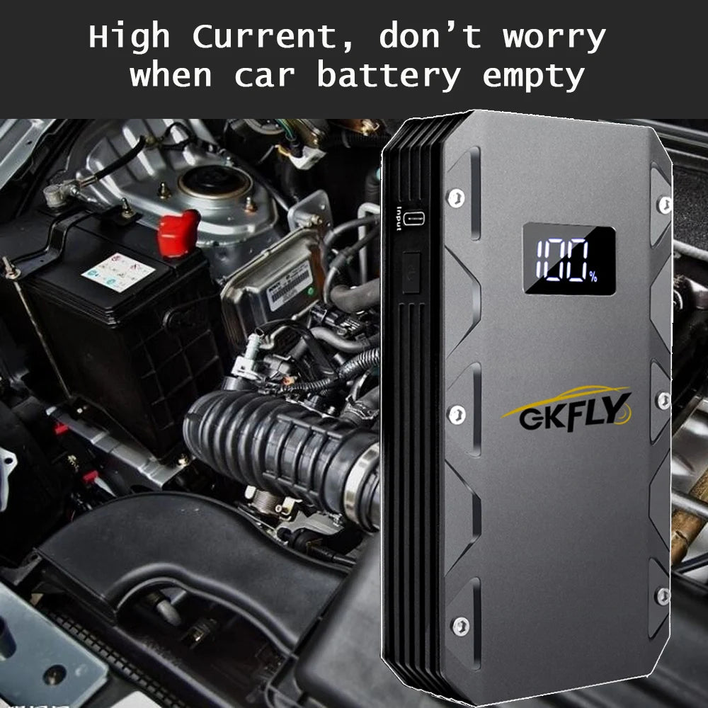 GKFLY 12V Car Jump Starter 18000mAh – 3000A Power Bank & Battery Booster for Petrol & Diesel Cars