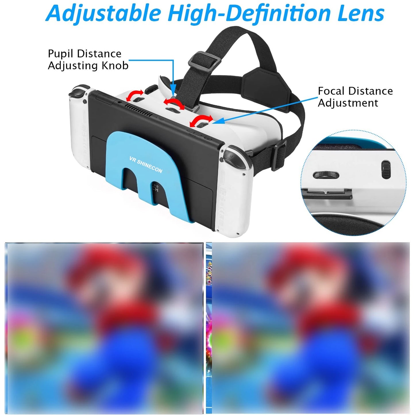 Upgraded Switch VR Headset - Compatible with Nintendo Switch & OLED, Adjustable HD Lenses, 3D Goggles Kit for Enhanced Gaming Experience