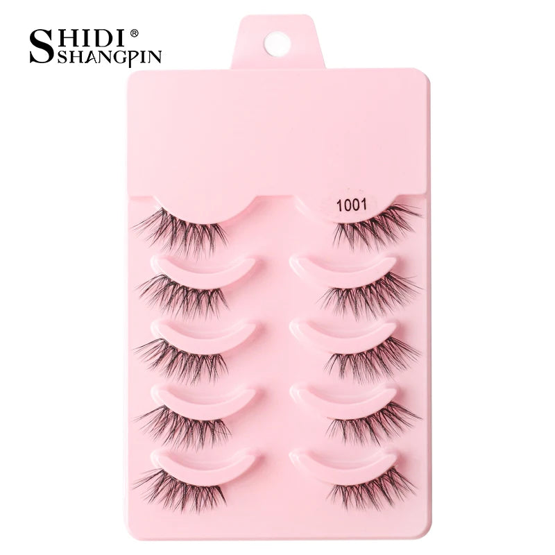 SHIDISHANGPIN 5/10 Pairs Cat Eye False Lashes – 3D Mink Half Lashes, Eyelash Extensions for Natural Makeup, Faux Cils Maquiagem