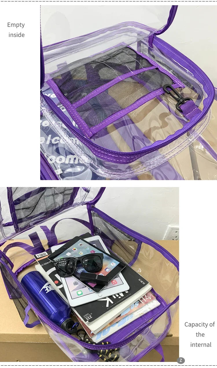 Transparent Shoulder Bag | Unisex Large Capacity Waterproof Multifunctional Backpack for Men & Women