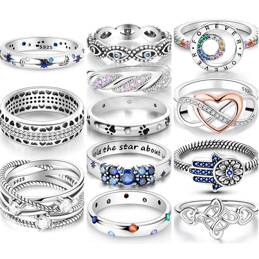 925 Sterling Silver Ring – Infinite Love Star & Moon Design for Women, Wedding Jewelry Gift