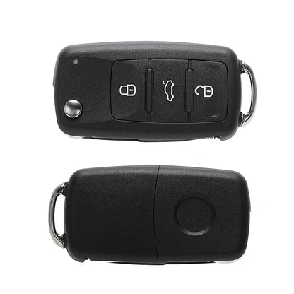 VW Car Key Shell Replacement - Remote Flip 3 Buttons for Beetle, Caddy, Eos, Golf, Jetta, Polo, Scirocco, Tiguan, Touran, UP