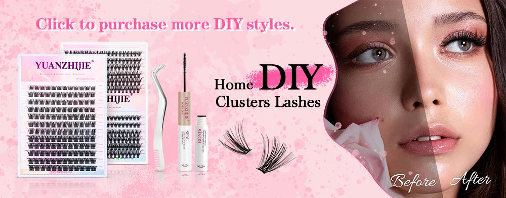DIY 144 Cluster Lashes – Natural C/D Curl Individual Mink Eyelashes, Free Shipping, Home Makeup Supplies