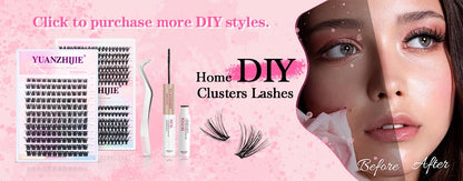 DIY 144 Cluster Lashes – Natural C/D Curl Individual Mink Eyelashes, Free Shipping, Home Makeup Supplies