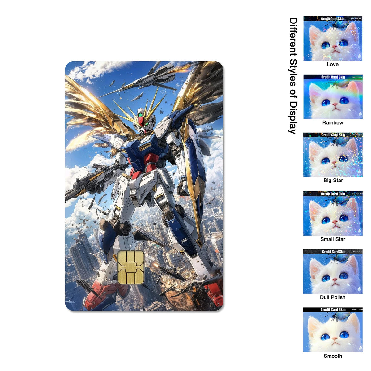 Gundam RX-78-2 & ZGMF-X19A Card Stickers - 2.5D HD Matte Waterproof PVC Skins for Credit and Debit Cards