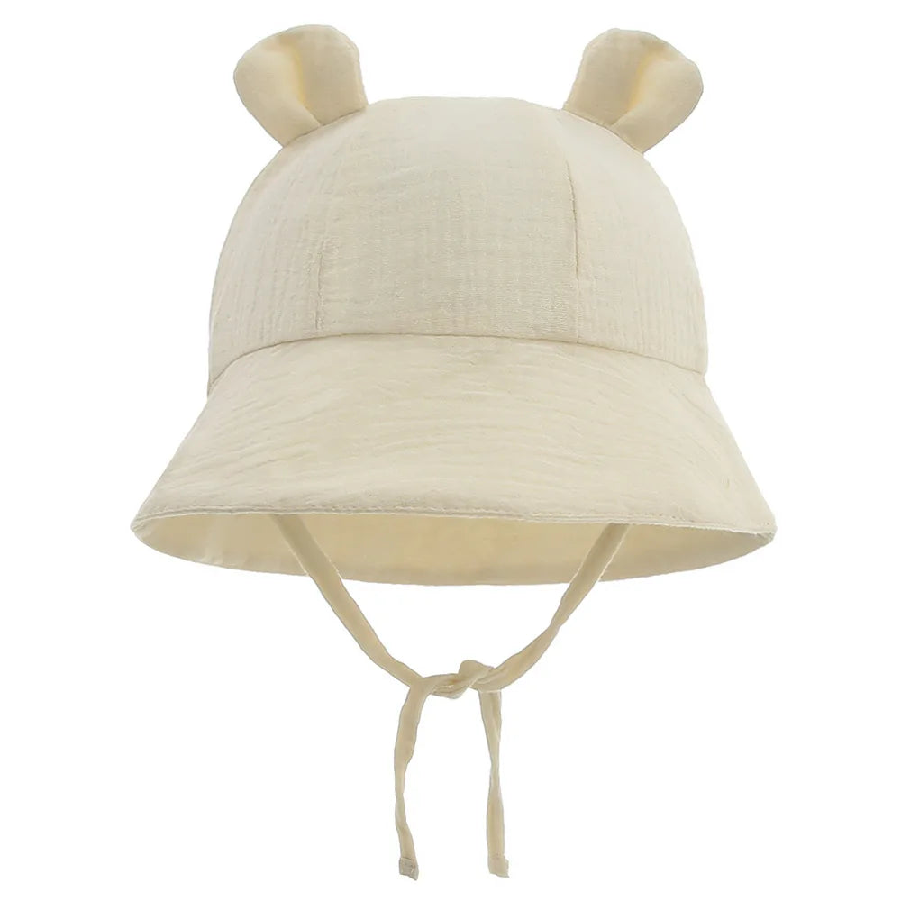 Muslin Cotton Baby Sun Hat – Soft Summer Panama Bucket Cap for Infants (3–12M) | Breathable Kids Sun Protection Hat for Boys & Girls