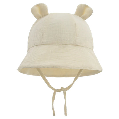 Muslin Cotton Baby Sun Hat – Soft Summer Panama Bucket Cap for Infants (3–12M) | Breathable Kids Sun Protection Hat for Boys & Girls