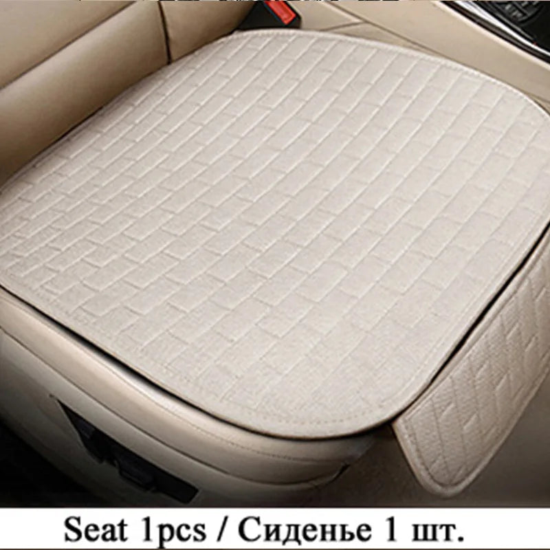 Universal Car Flax Seat Cushion Protector - Front and Rear Seat Cover Pad with Backrest Mat for Automotive Interiors