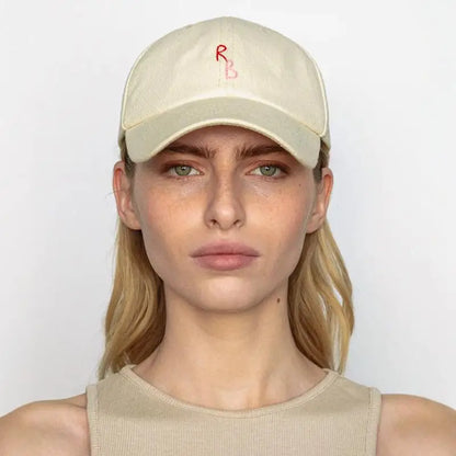 Monogram Cotton Baseball Cap - Hand-Dyed Soft Fabric Embroidered Letter Dad Hat