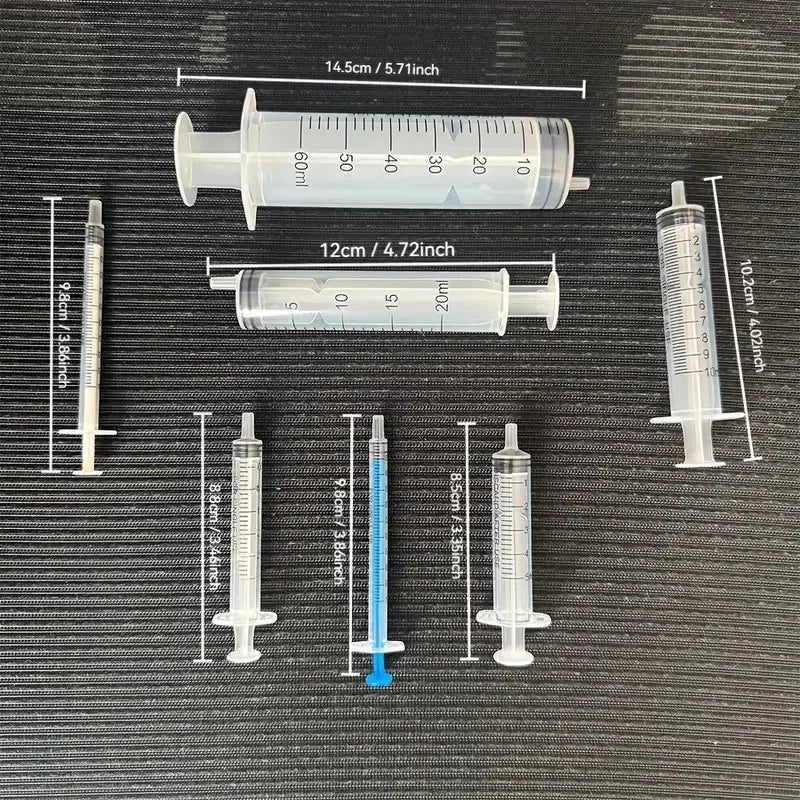 14PCS Syringe Set with Blunt Needles – 1ml to 60ml Plastic Syringes for Refilling, Measuring & Scientific Use Tools