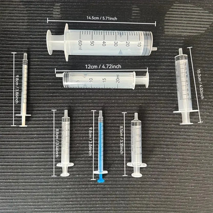 14PCS Syringe Set with Blunt Needles – 1ml to 60ml Plastic Syringes for Refilling, Measuring & Scientific Use Tools