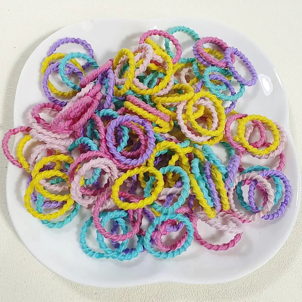 [100 Pack] Baby Rubber Bands - High Elastic, Seamless Thumb Rings for Toddlers, Gentle on Hair Scrunchies Set