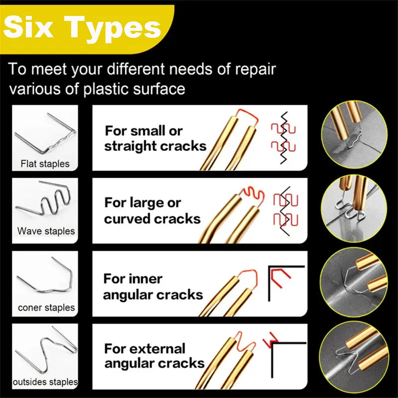 Plastic Repair Welding Nails - Auto Bumper Hot Stapler Studs for Car Repair Machine (100-600PCS)