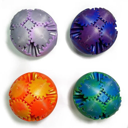 3D Printed Gear Ball Fidget Toy – Spinning Stress Relief Cube for Kids & Adults